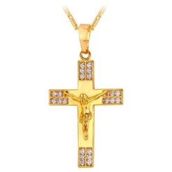 Gold Plated Men's Christian Necklace Savior