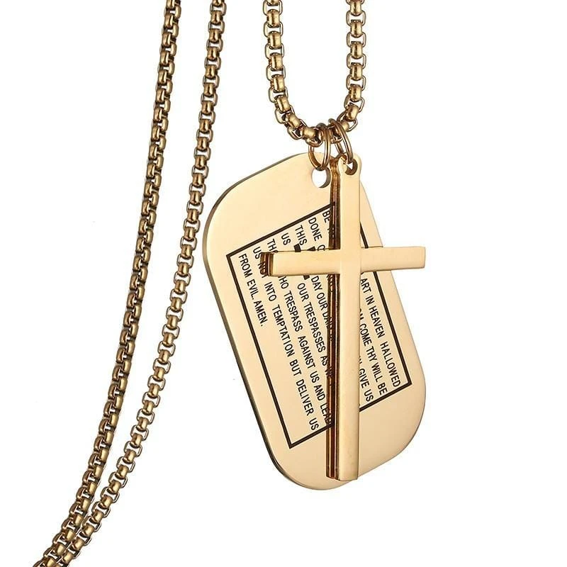 Men's Christian Necklace Lord's Prayer Dog Tag 4 Men's Christian Necklace Lord's Prayer Dog Tag - Image 2