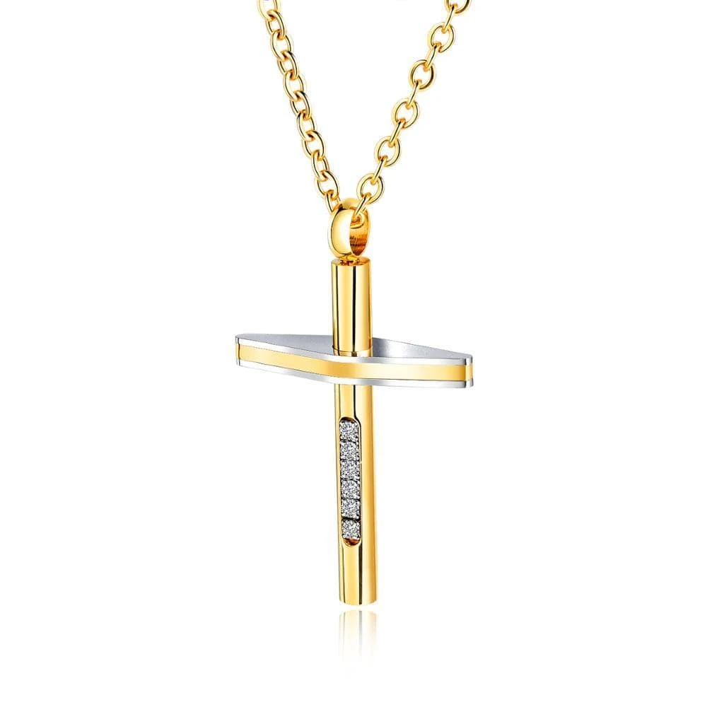 Men's Christian Necklace Diamonds Golden 3 Men's Christian Necklace Diamonds Golden