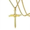 Men's Christian Necklace Nails (Golden) 1 Men's Christian Necklace Nails (Golden) -Lord's Guidance gold nail cross necklace lord s guidance