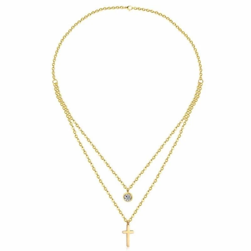 Women's Christian Necklace Choker Diamond (Golden) 5 Women's Christian Necklace Choker Diamond (Golden) - Image 3