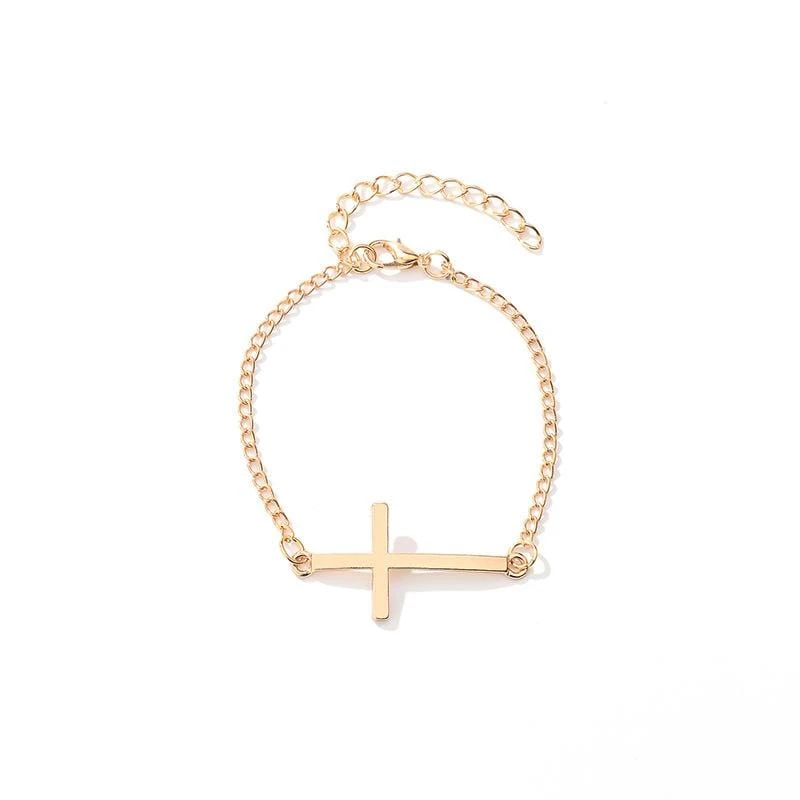 Women's Cross Bracelet Sideways Gold 3 Women's Cross Bracelet Sideways Gold
