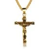 Men's Christian Necklace Golden Crucifix -Lord's Guidance golden black inri cross necklace lord s guidance