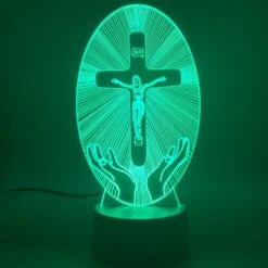 Christian Lamp Jesus Savior 17 Christian Lamp Jesus Savior -Lord's Guidance green 2 jesus cross nigh light lords guidance