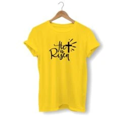 Christian T-Shirt Risen 19 Christian T-Shirt Risen -Lord's Guidance he is risen shirt yellow