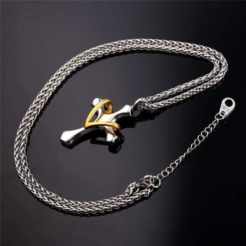 Women's Christian Necklace Heart Cross 4 Women's Christian Necklace Heart Cross - Image 2