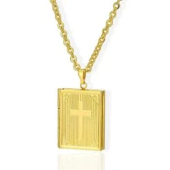 Men's Christian Necklace Bible Locket
