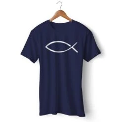 Christian T-Shirt Ichthus 14 Christian T-Shirt Ichthus -Lord's Guidance ichthus t shirt navy