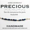 Precious 18K Gold & Lapis Lazuli Morse Code Bracelet | Proverbs 31:10