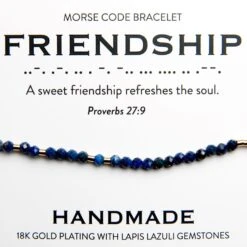 Friendship 18K Gold & Lapis Lazuli Morse Code Bracelet | Proverbs 27:9