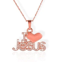 Women's Christian Necklace I Love Jesus 11 Women's Christian Necklace I Love Jesus -Lord's Guidance ilovejesusnecklacerosegold
