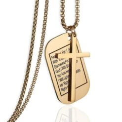 Men's Christian Necklace Isaiah 41:10 -Lord's Guidance isaiah4110necklacegold