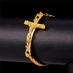 Men's Cross Bracelet Savior 12 Men's Cross Bracelet Savior -Lord's Guidance jesus bracelet for men gold plated