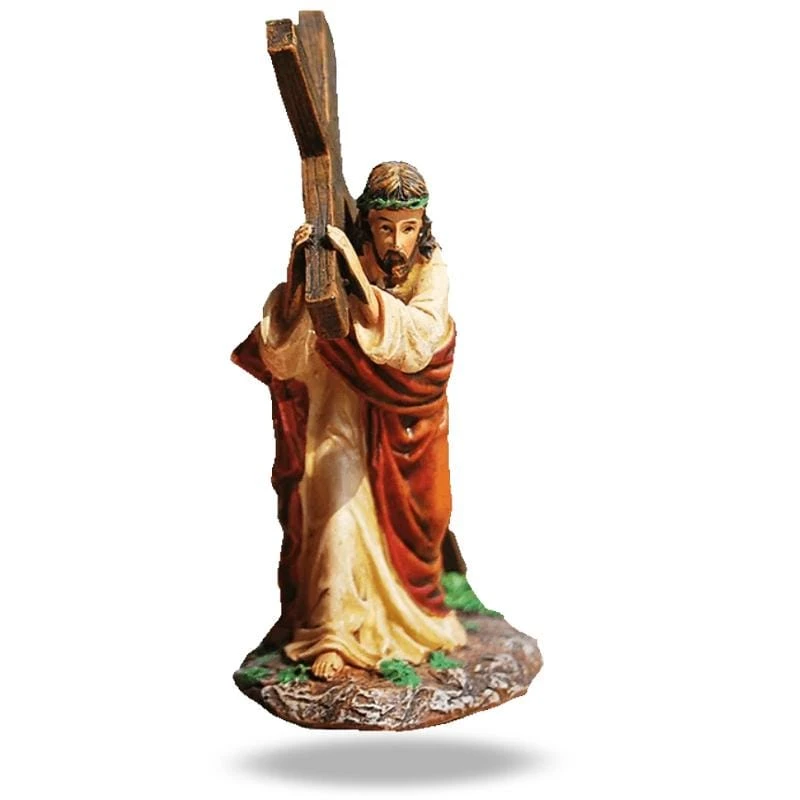 Christian Figurine Jesus Carrying Cross 4 Christian Figurine Jesus Carrying Cross - Image 2