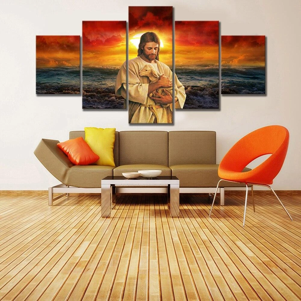 Christian Canvas Art Jesus And The Lamb 5 Christian Canvas Art Jesus And The Lamb - Image 3