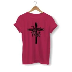 Christian T-Shirt Jesus First 16 Christian T-Shirt Jesus First -Lord's Guidance jesus first shirt burgundy