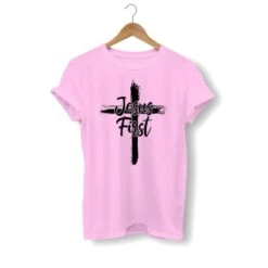 Christian T-Shirt Jesus First 17 Christian T-Shirt Jesus First -Lord's Guidance jesus first shirt pink