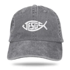 Christian Cap Jesus Fish Cap 9 Christian Cap Jesus Fish Cap -Lord's Guidance jesus fish cap gray