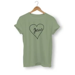 Christian T-Shirt Jesus In My Heart 13 Christian T-Shirt Jesus In My Heart -Lord's Guidance jesus heart shirt olive