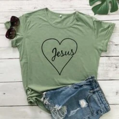 Christian T-Shirt Jesus In My Heart 14 Christian T-Shirt Jesus In My Heart -Lord's Guidance jesus heart shirt women