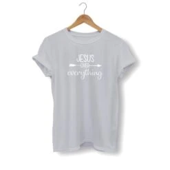 Christian T-Shirt Jesus Over Everything 24 Christian T-Shirt Jesus Over Everything -Lord's Guidance jesus over everything shirt gray white