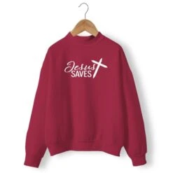 Christian Sweatshirt Jesus Saves 18 Christian Sweatshirt Jesus Saves -Lord's Guidance jesus saves sweatshirt burgundy