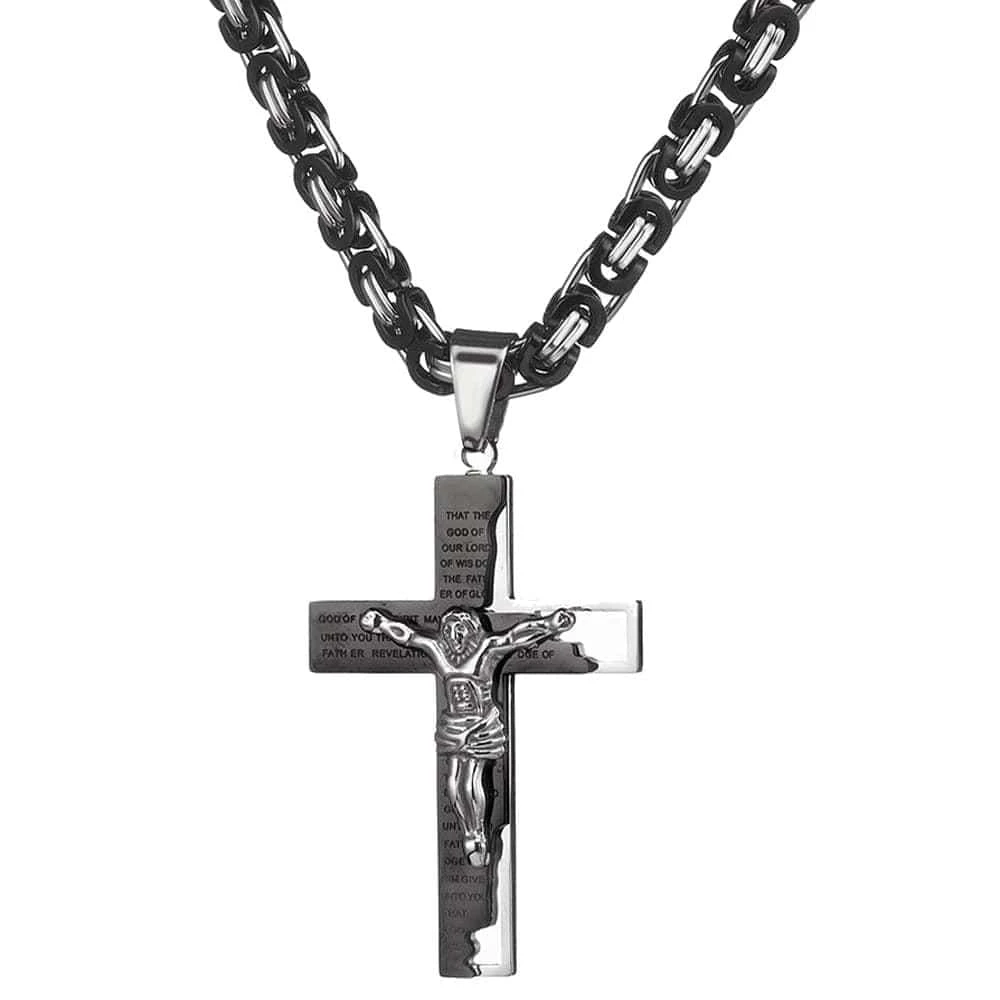 Men's Christian Necklace Jesus (Black) 3 Men's Christian Necklace Jesus (Black)