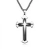 Men's Christian Necklace Layered Black 1 Men's Christian Necklace Layered Black -Lord's Guidance layered cross necklace mens lord s guidance