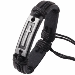 Men's Cross Bracelet Leather Cross Bracelet