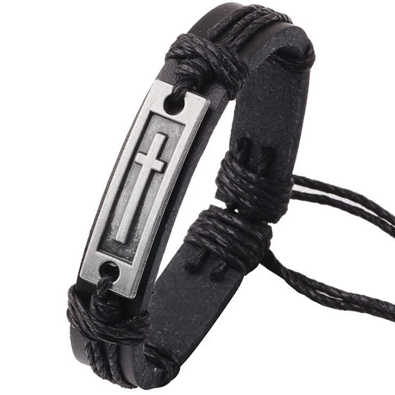 Men's Cross Bracelet Leather Cross Bracelet 3 Men's Cross Bracelet Leather Cross Bracelet