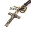 Men's Christian Necklace Crucifix Leather Rope 2 Men's Christian Necklace Crucifix Leather Rope -Lord's Guidance leather crucifix necklace