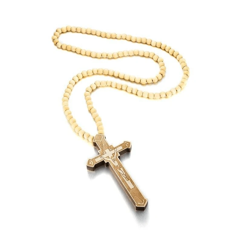 Men's Christian Necklace Wooden Crucifix 3 Men's Christian Necklace Wooden Crucifix
