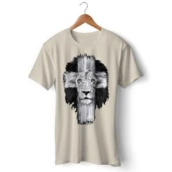Christian T-Shirt Lion Of Judah 13 Christian T-Shirt Lion Of Judah -Lord's Guidance lion cross t shirt khaki