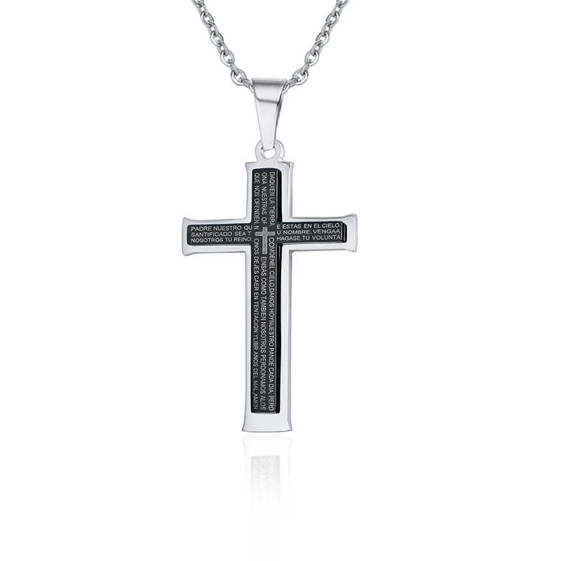 Men's Christian Necklace Spanish Lord's Prayer 3 Men's Christian Necklace Spanish Lord's Prayer