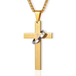 Men's Christian Necklace Lord's Prayer Ring