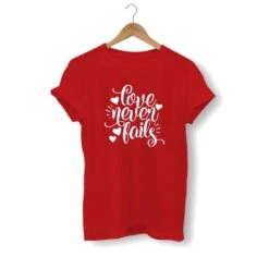 Christian T-Shirt Love Never Fails -Lord's Guidance love never fails shirt red