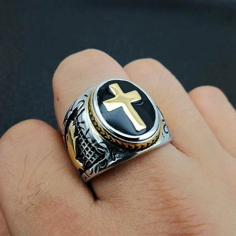 Christian Ring Holy Cross Signet Ring 4 Christian Ring Holy Cross Signet Ring - Image 2