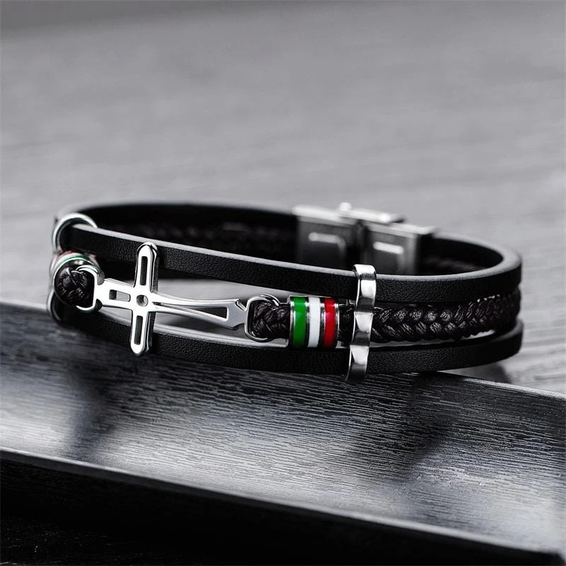 Men's Cross Bracelet Elegant Sideways Cross 5 Men's Cross Bracelet Elegant Sideways Cross - Image 3