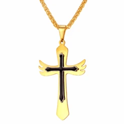 Men's Christian Necklace Angel Cross