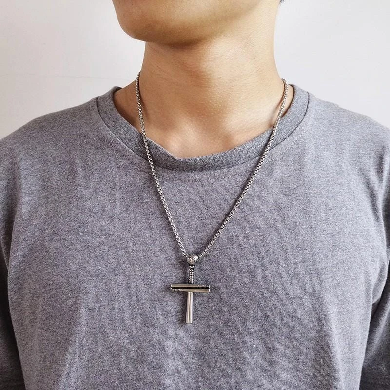Men's Christian Necklace Baseball Bat (Silver) 4 Men's Christian Necklace Baseball Bat (Silver) - Image 2