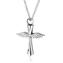 Men's Christian Necklace Cross And Wings