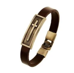 Men's Cross Bracelet Leather Vintage Cross