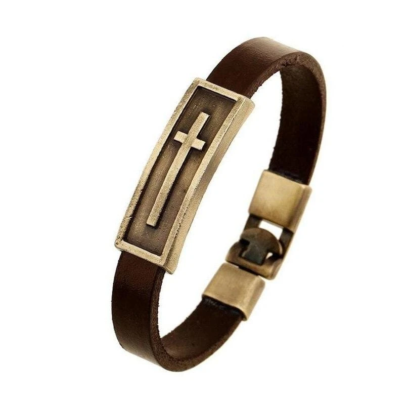 Men's Cross Bracelet Leather Vintage Cross 3 Men's Cross Bracelet Leather Vintage Cross