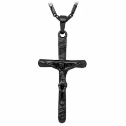 Men's Christian Necklace Black Crucifix