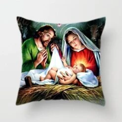 Front Page 15 Christian Pillow Cover Nativity