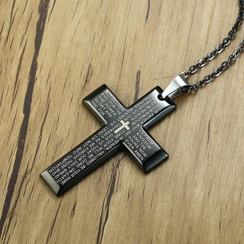 Men's Christian Necklace Lord's Prayer Cross 4 Men's Christian Necklace Lord's Prayer Cross - Image 2
