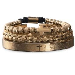 Men's Cross Bracelet Padre Nuestro Set (3pcs)