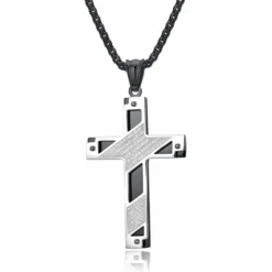 Men's Christian Necklace Padre Nuestro 13 Men's Christian Necklace Padre Nuestro -Lord's Guidance padrenuestrocrossnecklaceblack