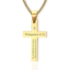 Men's Christian Necklace Philippians 4:13 8 Men's Christian Necklace Philippians 4:13 -Lord's Guidance philippians413mensnecklace gold