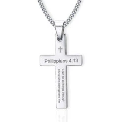 Men's Christian Necklace Philippians 4:13 9 Men's Christian Necklace Philippians 4:13 -Lord's Guidance philippians413mensnecklace silver